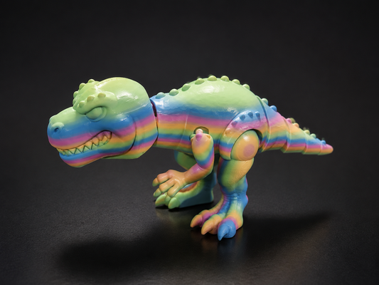 12 Inch Rainbow Pastel Articulated T-Rex Dinosaur | Flexi Fidget Toy