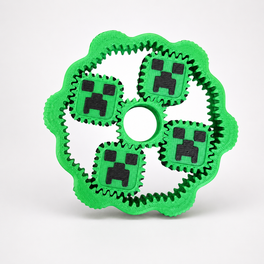 Green Pixel-Style Gear Fidget Spinner