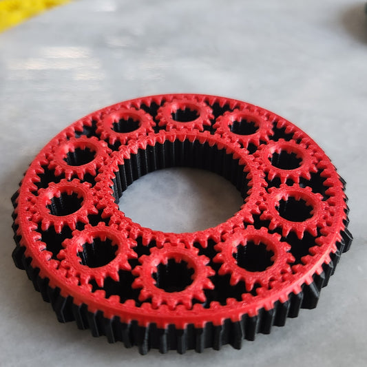 Large Black and Red Gear Spinner