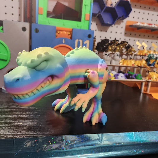 12 Inch Rainbow Pastel Articulated T-Rex Dinosaur | Flexi Fidget Toy