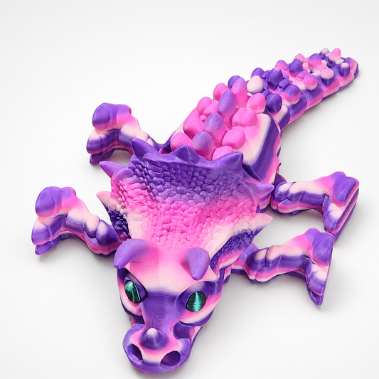 10-Inch Pink & Purple Articulated Triceratops