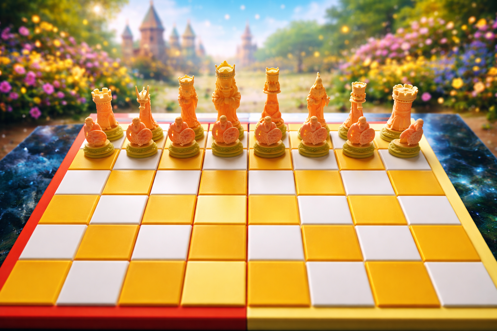 Artisan 3D-Printed Chess Board with Matching Pieces