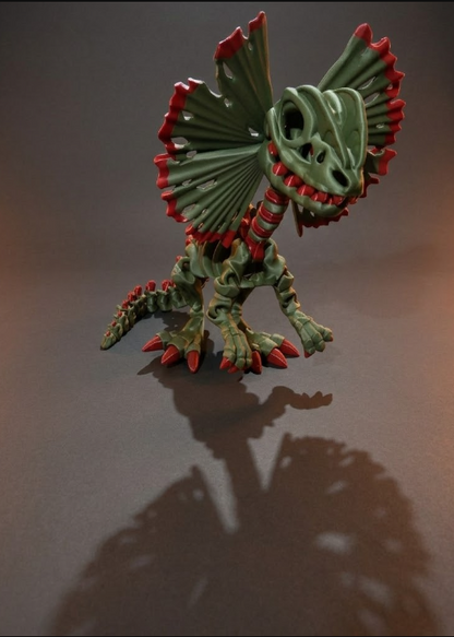 Giant articulated Dilophosaurus