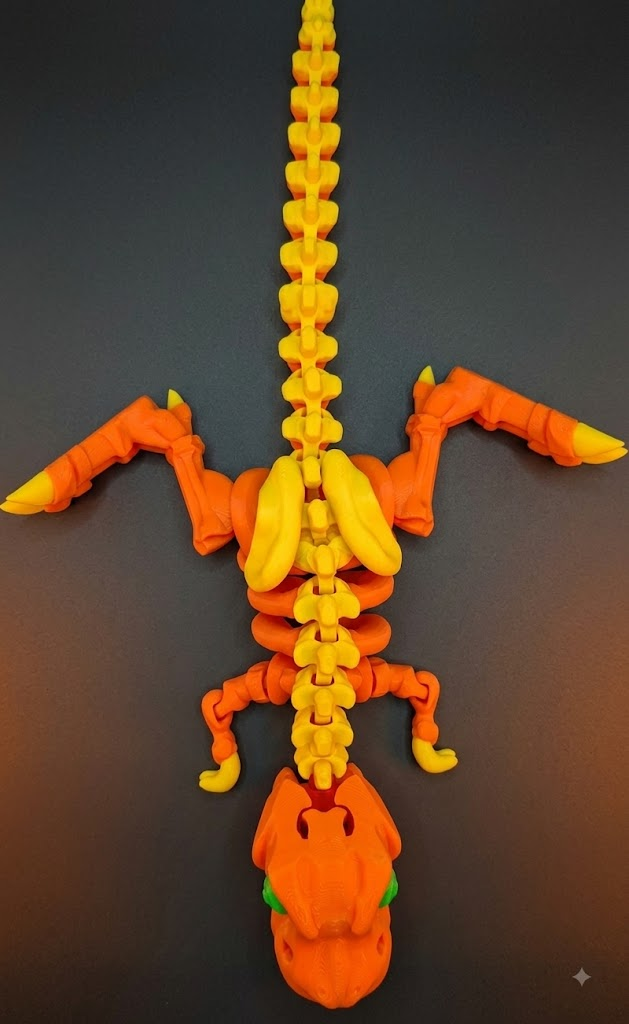 Giant orange articulated T-Rex top view
